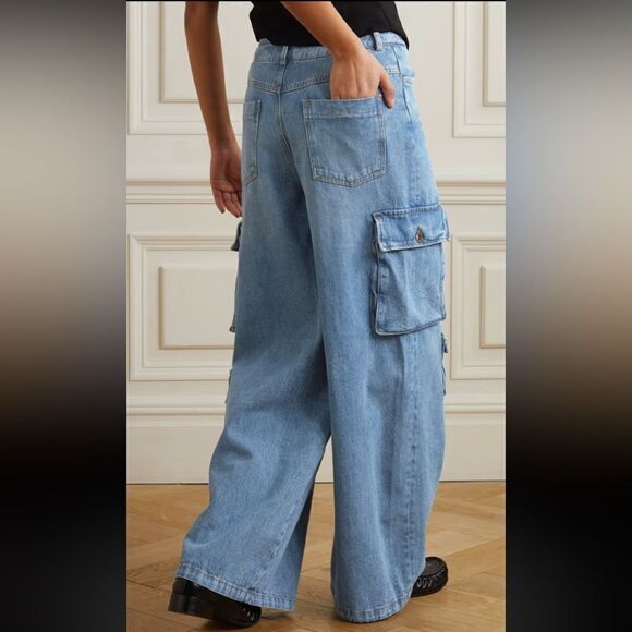 NWT The Frankie Shop KAI CARGO DENIM PANTS - Worn Wash - Small - Picture 6 of 16